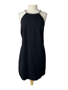 Rush Dress Womens 3X Black Cocktail Halter Rhinestone Straps Open Back Chic